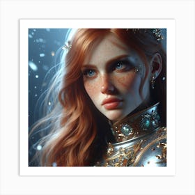 Red Haired Girl In Armor Art Print