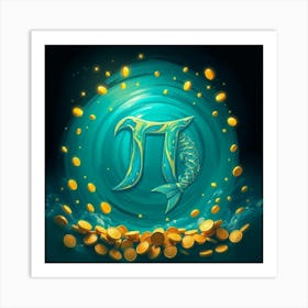 Fish with money for abundance 1 Art Print