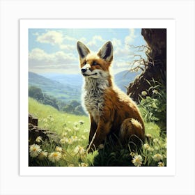 Hilltop Fox Art Print