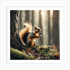 Squirrel In Forest Haze Ultra Detailed Film Photography Light Leaks Larry Bud Melman Trending (14) Art Print