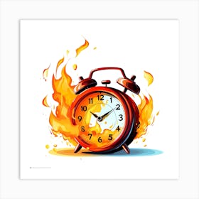 Alarm Clock On Fire Art Print