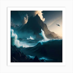 Boat In The Furious Ocean (20) Art Print