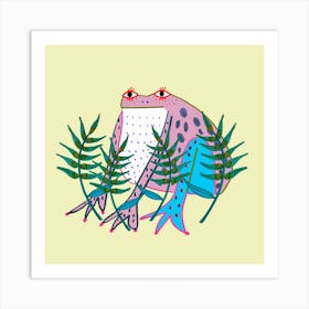Frog And Plants Square Art Print