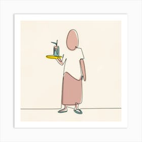 Woman Holding A Tray 1 Art Print