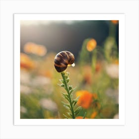 Snail On A Flower 3 Art Print