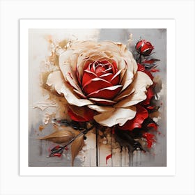 Large red rose flower 1 Art Print