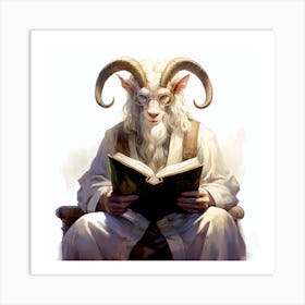 Goat Reading A Book 6 Art Print