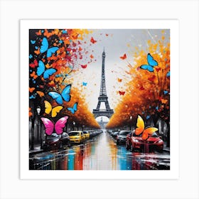 Paris With Butterflies 22 Art Print