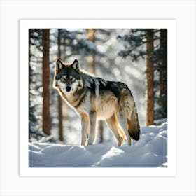 Wolf In The Snow Art Print