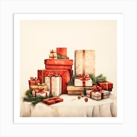 Elegant Christmas Giftbox Ilustration Series004 Art Print