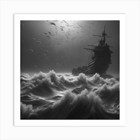 Ship In The Storm Art Print