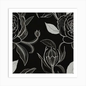 Black And White Roses Art Print