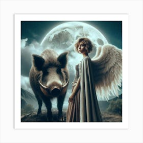 Angel And Boar 1 Art Print