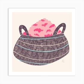 Raspberry Basket Square Art Print