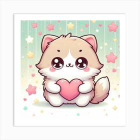 Cute Kawaii Cat 1 Art Print