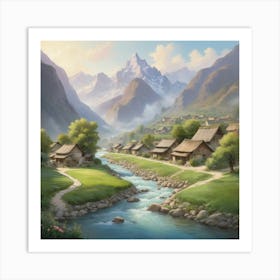 Village In The Mountains Art Print 1 Art Print