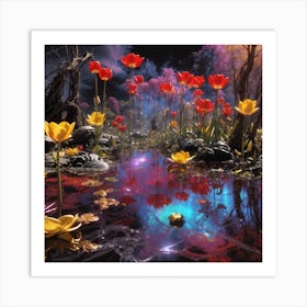Tulips In The Water Art Print
