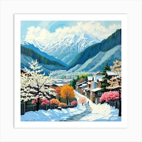 Snowy Village Art Print