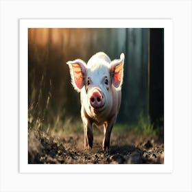 Pig In The Woods Art Print