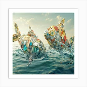 Two Fish Swimming In The Ocean Art Print