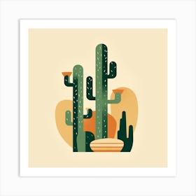 Rizwanakhan Simple Abstract Cactus Non Uniform Shapes Petrol 10 Art Print