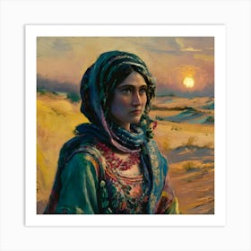 Monet painting impressionism Arabian desert woman portrait 1920s 1 Art Print