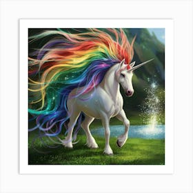 Unicorn With Rainbow Mane Art Print