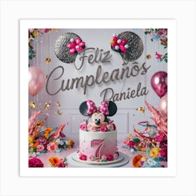 Minnie Mouse Birthday Cake Art Print