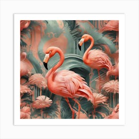 Art Deco Flamingo 1 Art Print