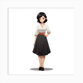 Girl In A Skirt Anime Art Print