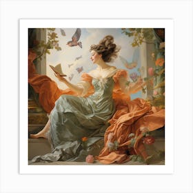 Lady Reading A Book Art Print