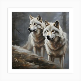 White Wolf Painting Art Print