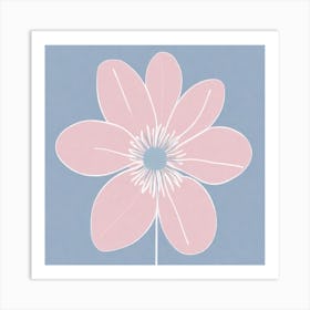 A White And Pink Flower In Minimalist Style Square Composition 214 Art Print