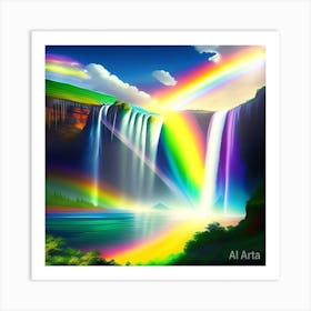 Rainbow Waterfall Art Print