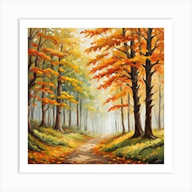 Forest In Autumn In Minimalist Style Square Composition 160 Art Print