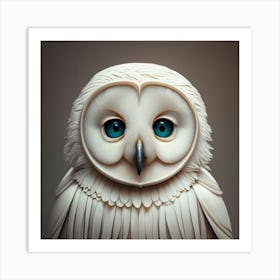 White Owl A Perfectly White Owl Of White Whisp Print Art Print