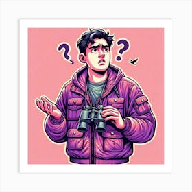 Man With Binoculars Art Print