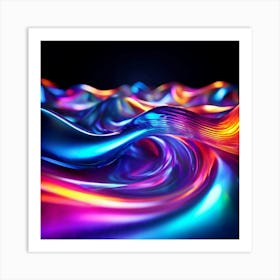 3d Light Colors Holographic Abstract Future Movement Shapes Dynamic Vibrant Flowing Lumi (13) Art Print