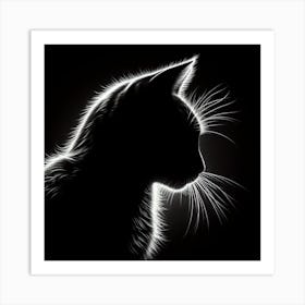 Silhouette Of A Cat Art Print