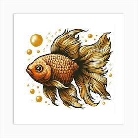 Illustration gold fish Art Print