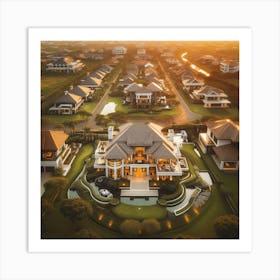 Aerial View Of A Mansion Art Print