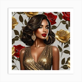 Gold Roses 2 Art Print