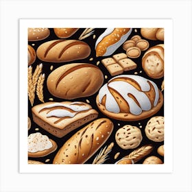 Bread Seamless Pattern 5 Art Print