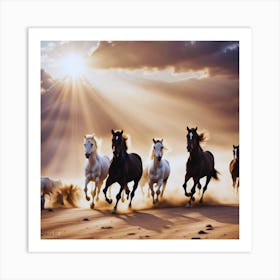 Horses In The Desert Art Print