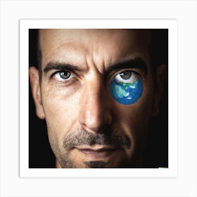 Man with an earth eye Art Print