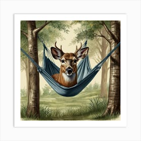 Deer In A Hammock 1 Art Print