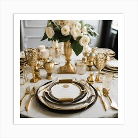 Gold Wedding Table Setting 1 Art Print