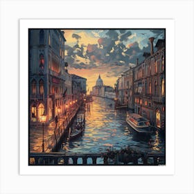 Venice At Sunset Art Print