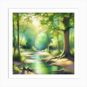 Stream In The Woods Art Print