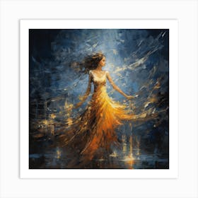 Girl In A Yellow Dress Art Print